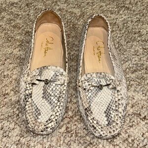 Cole Haan Snakeskin Pattern Loafers - Gray and Cream